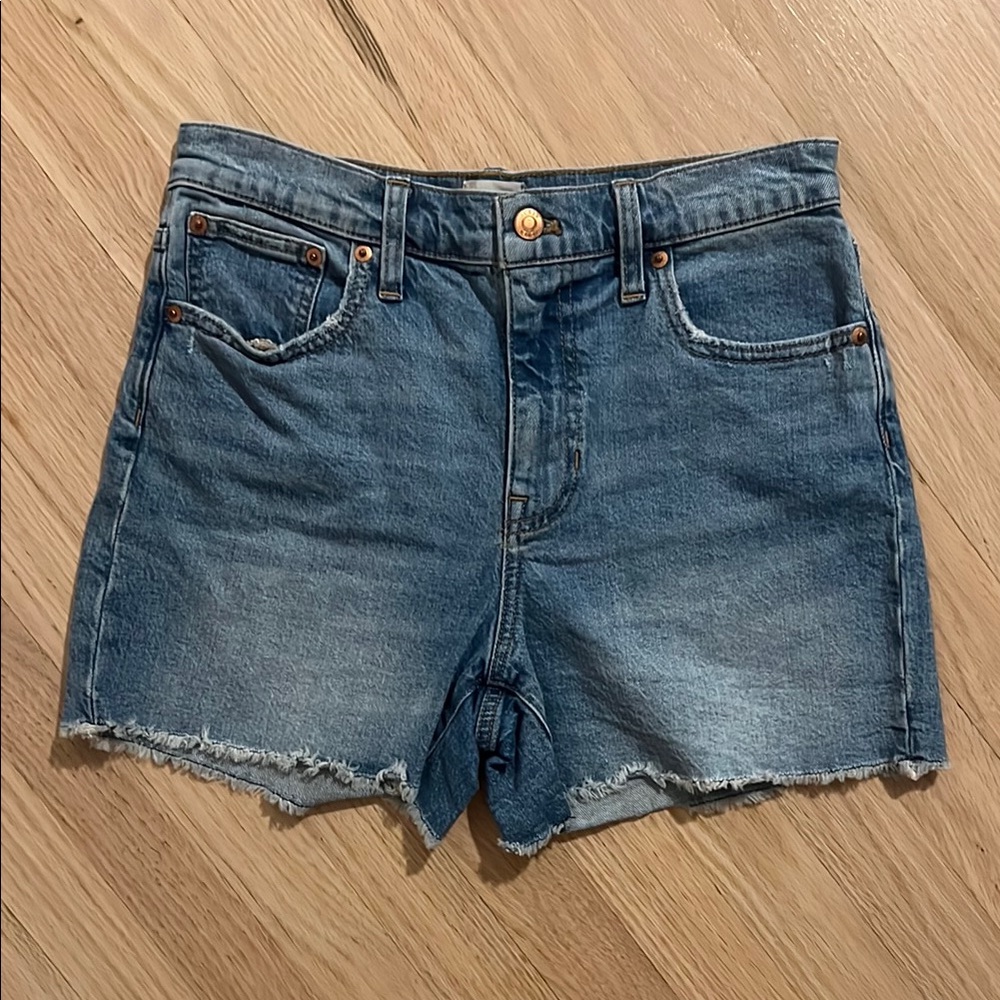 J. Crew Blue Distressed Jean Shorts Mid-Rise